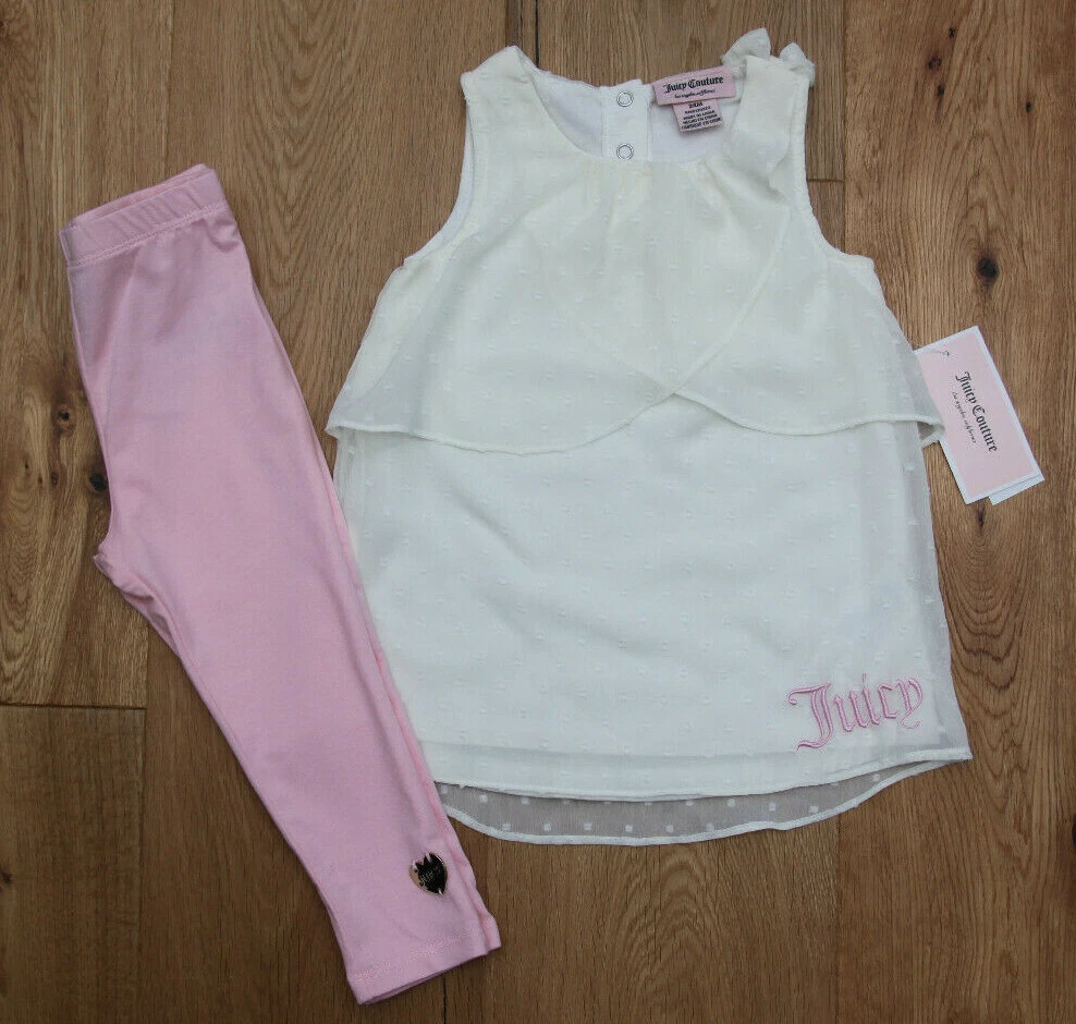 Juicy Couture Baby Girl Top & Legging Set ~ Ivory & Pink ~ 24M