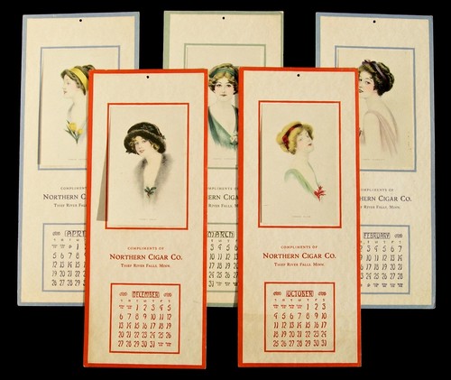 Antique Vintage 1914 Northern Cigar Co Advertising Calendars Brown & Bigelow