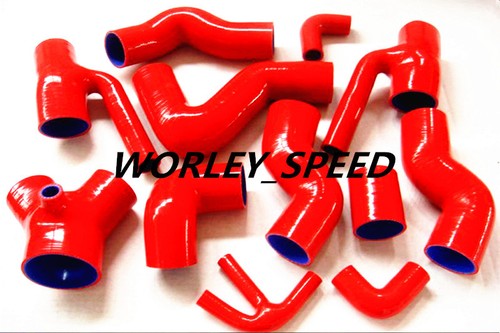 RED 12PCS BOOST HOSE FOR AFTERMARKET AUDI S4/A6 B5 2.7L BI-TURBO 1997-2001 - Picture 2 of 8