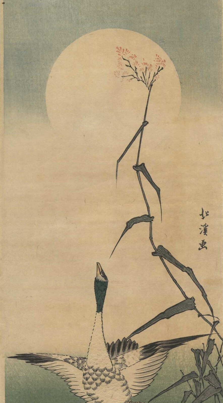 UW Japanese Print Reissue of Hokkei Totoya - Goose and Moon - C344 L80