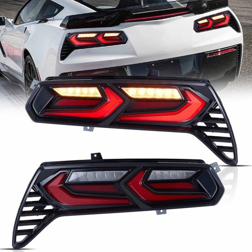 Paar Für Chevrolet Corvette C7 Getönte Voll-LED-Rückleuchten mit Startanimation - Bild 3 von 8