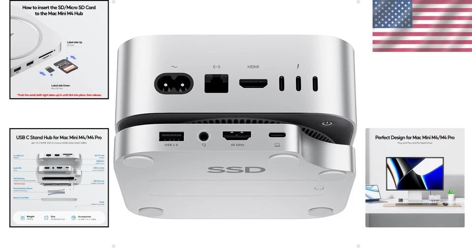 Premium Mac Mini M4 Stand with 4TB M.2 SSD Enclosure & Fast Data Transfer - Image 2 of 4