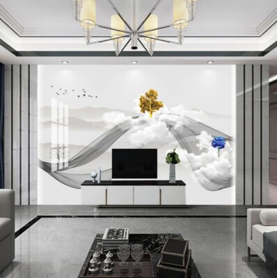 3D Golden Tree Marble ZHUA1532 Wallpaper Wall Murals Removable Self-adhesive Ann