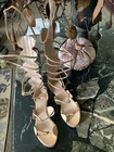 GIAMBATTISTA VALLI Nude Leather Gladitor Glitter Platform Sandals Size 38.5 — photo 2