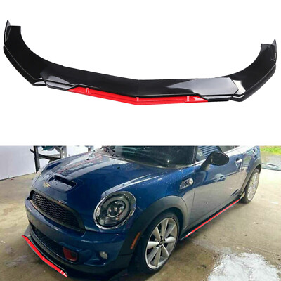 Glossy Black+Red For Mini Cooper Front Bumper Lip Spoiler Splitter