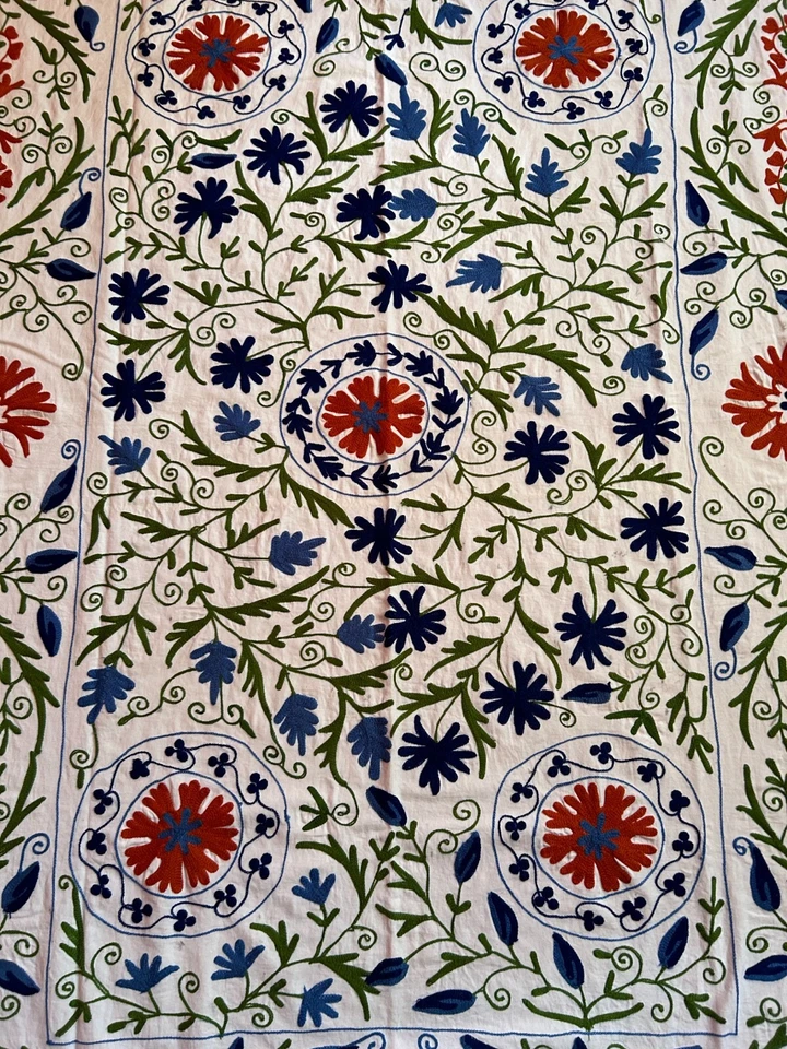 Cotton suzani bedspread woolen embroidered for bed , tablecloth, wall hanging - Image 3 of 4
