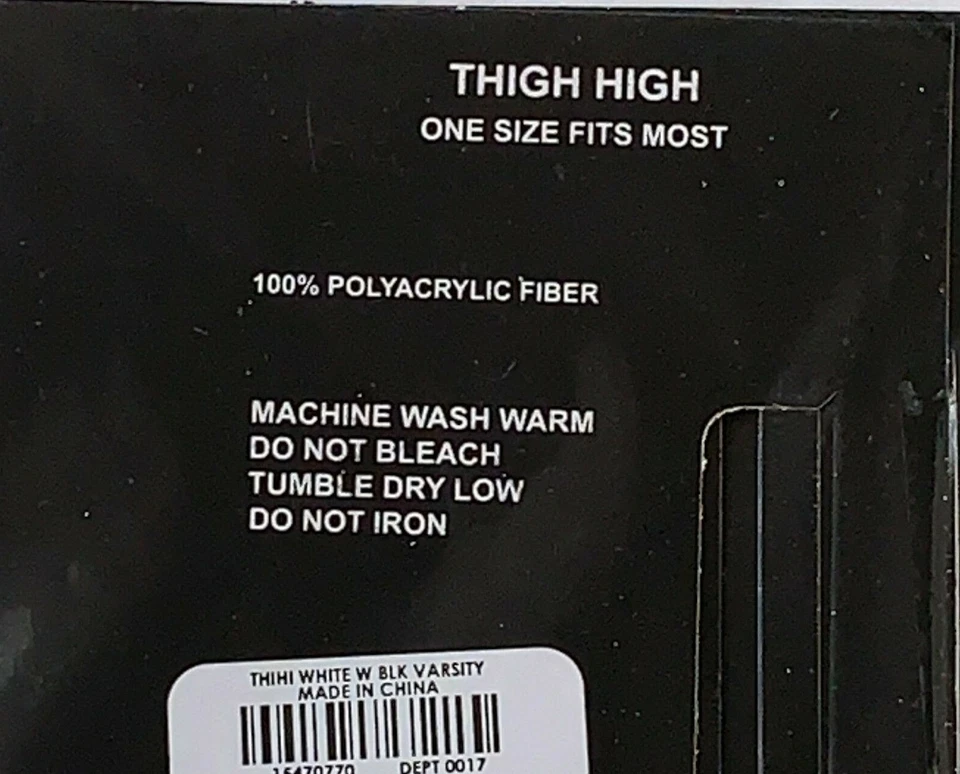 Hot Topic Feminino Tamanho Único Branco Preto Varsity Listra Coxa Alta 1 Par Novo com etiquetas - Imagem 4 de 4