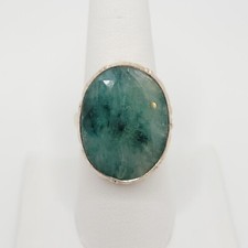 Natural Polished Teal Quartz Ring .925 Sterling Silver Size 8.5 - RS132