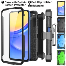 For Samsung Galaxy A15 5G Phone Case + Screen Protector Belt Clip Holster Cover