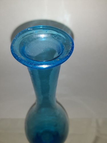 BLAUE MUNDGEBLASENE GLASVASE 14,5" HOCH - Bild 5 von 6