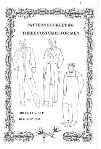 6"ANTIQUE MAN DOLLHOUSE DOLL@1848-1920 CLOTHES SUIT JACKET SOCKS BOOTS PATTERN - Afbeelding 1 van 5
