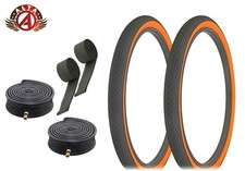 ALTA BICYCLE CRUISER S-2 TIRES 26 x 2.125 BLACK ORANGE MINI BRICK 6pc SET.