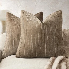 Pack of 2 Slubby Textured Chenille Throw Decorative Pillow Covers Square Acce...
