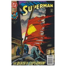 Superman #75 Newsstand - 1987 series DC comics NM minus [b{
