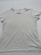 Calvin Klein T-Shirt Women Large White Solid Round Neck.. 33586