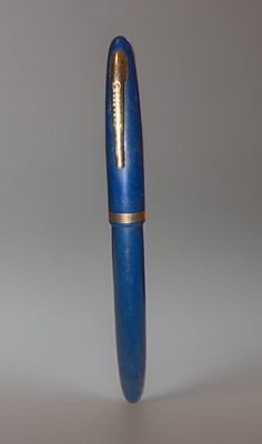 Vintage Sheaffer Feather Touch Fountain Pen 14kt Two Tone Nib Blue/Gold-Untested