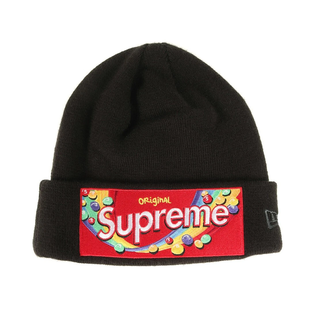 Casquette chapeau noir Supreme Beanie 21AW NEW ERA Skittles Knit (Beanie) occasion BEEG 0