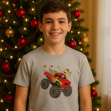 NWT Dot & Zazz Boys XL 16 Truck Santa Lizard Christmas Short Sleeve Top Cruise