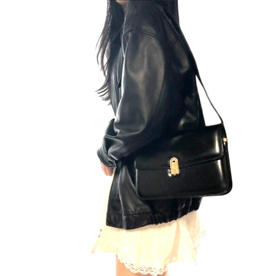80s Vintage Celine Triomphe Formal Shoulder Bag Black USED Authentic Italy