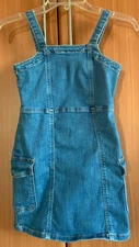 Art Class Girl's Dress Blue Denim Overall 2 Pockets Sleeveless Zipped Size M (8)