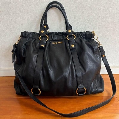 バッグ MIU MIU 2way leather shoulder bag black Miu Miu Vitello Lux Black Leather Shoulder Bag 2Way Strap
