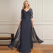 Exquisite Mother of the Bride Dress A-line V-Neck Lace Chiffon Party Gown Sequin