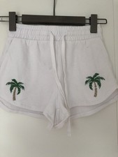 Primark White Palm Tree Print Shorts – Size 6 – Good Condition