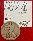 1921 D Walking Liberty Silver Half Dollar AG! Key Date! Filler!  ENN Coins