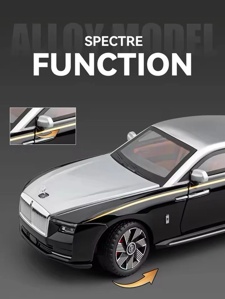 Nuevo Reino Unido 1:24 Aleación Diecast Coche Modelo Rolls Royce Spectre Luz Retroceso Juguete Regalo Foto 4 de 4