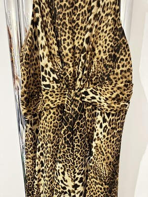 Wallis Womens Animal Print Sleeveless Ruffle Front Dress UK16