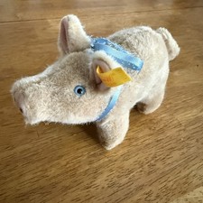 Vintage STEIFF Stuffed Pig Plush Collectibles Blue Eyes With Ear Tag 150510