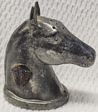 ONE Vintage Metal Horse Head Salt OR Pepper Shaker NY Statue of Liberty Badge 2"