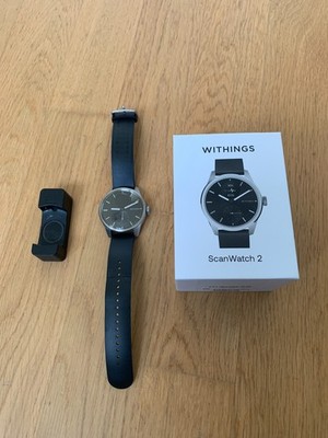 Withings ScanWatch 2 - 42mm Edelstahlgehäuse Silikonarmband Schwarz