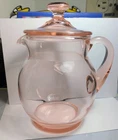 Excellent Vintage Pink Depression Glass 6" Juice Pitcher with Cover