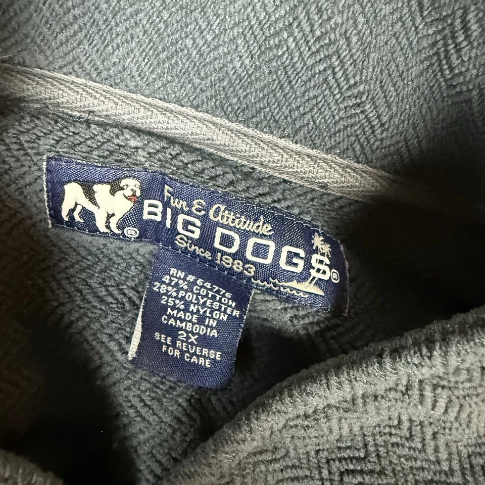 Vintage Big Dogs Sweatshirt Mens 2X 2XL Henley Grunge Minimalist 90s Heavy - Image 3 of 4