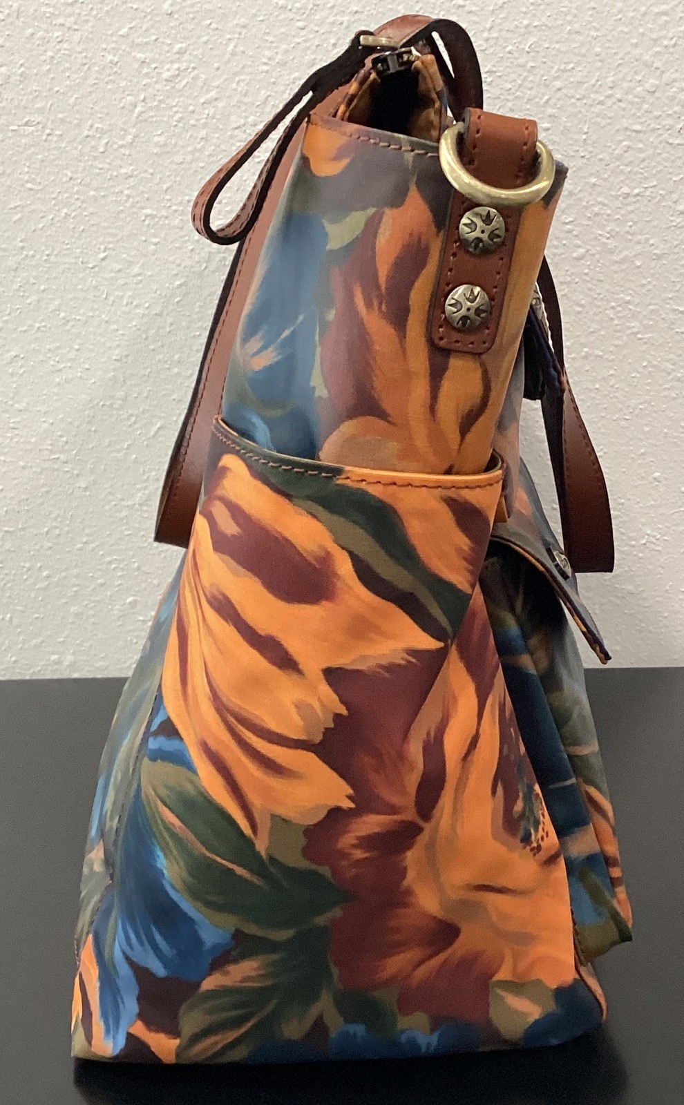 Patricia Nash Sorlana Marigold Harvest Travel Tote Coated Canvas Leather 19x13x7