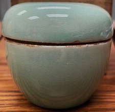 Interesting seji celadon pottery ceramic natsume tea caddy signed box