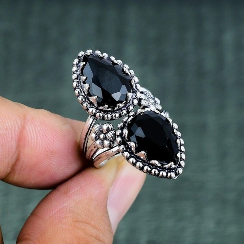 Black Spinel Gemstone 925 Sterling Silver Ring Handmade Jewelry Ring - Picture 2 of 4
