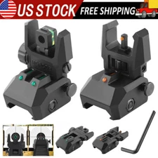 Foldable Iron Sights Flip-up Front and Rear Sight Fiber Optics Dual Aiming Mode