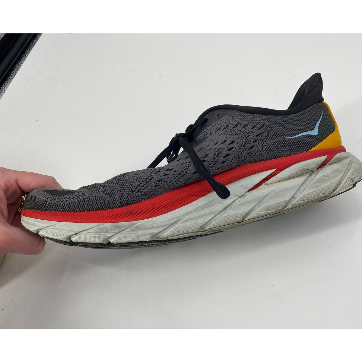 HOKA One One Clifton 8 Men’s 10D  Gray Red Running Shoes 1119393 HOKA One One Mens Clifton 8 Running Shoes Athletic Sneakers  main image 3