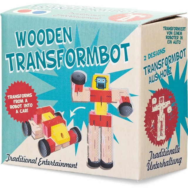 TOBAR Holz Transform Bot - 19519 Transormer Roboter Rennwagen Blau Rot Auto TOBAR Holz Transform Bot - 19519 Transormer Roboter Rennwagen Blau Rot Auto