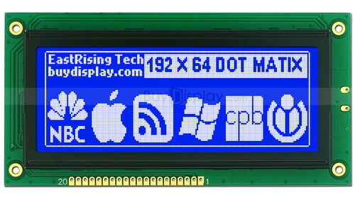 4"Blue 192x64 Dots Graphic LCD Display Module LCM w/KS0107+KS0108 w/Tutorial