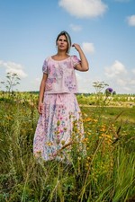 Vintage look cotton floral patchwork maxi Skirt Long Boho Gypsy Spring Summer