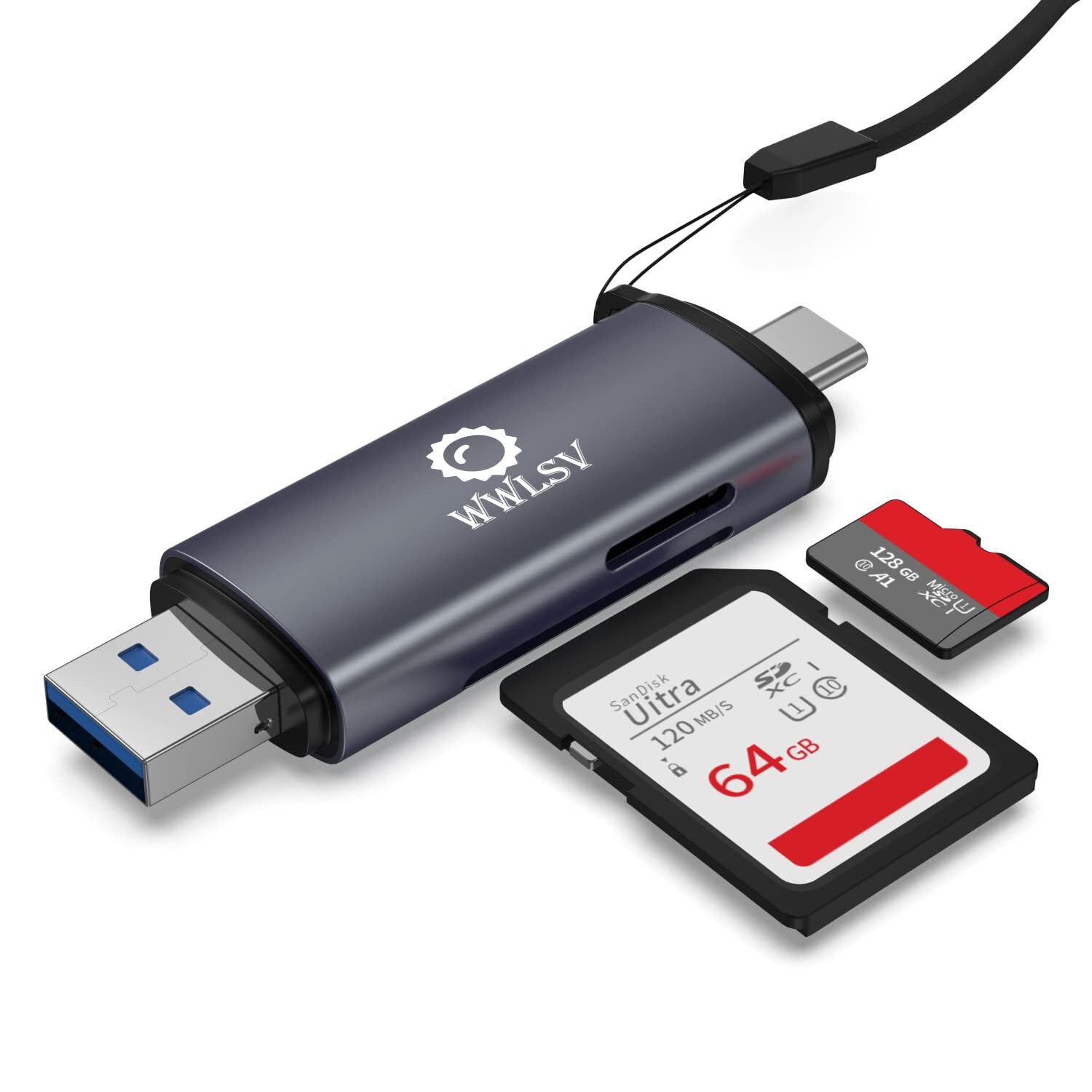 SD Card Reader, High-Speed USB C to Micro SD Card Adapter USB 3.0 Dual Slots,...