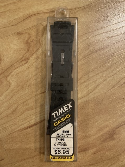 Voguestrap TX18G1 Allstrap 18mm Black Polyurethane Watch Band - Fits Casio G-Shock, Timex, Seiko, Citizen Watches