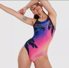 Speedo Women's Digital Placement U-Back 1 Piece Swimsuit New Size 30 U.S
