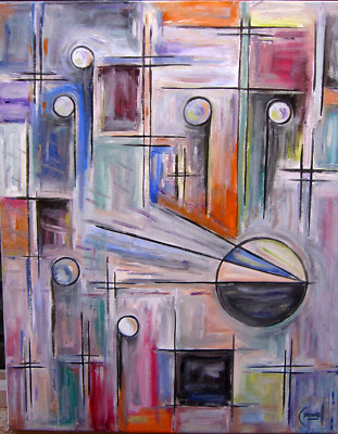 THE FINAL CURTAIN abstract oil painting 16x20 canvas original art signed Crowell