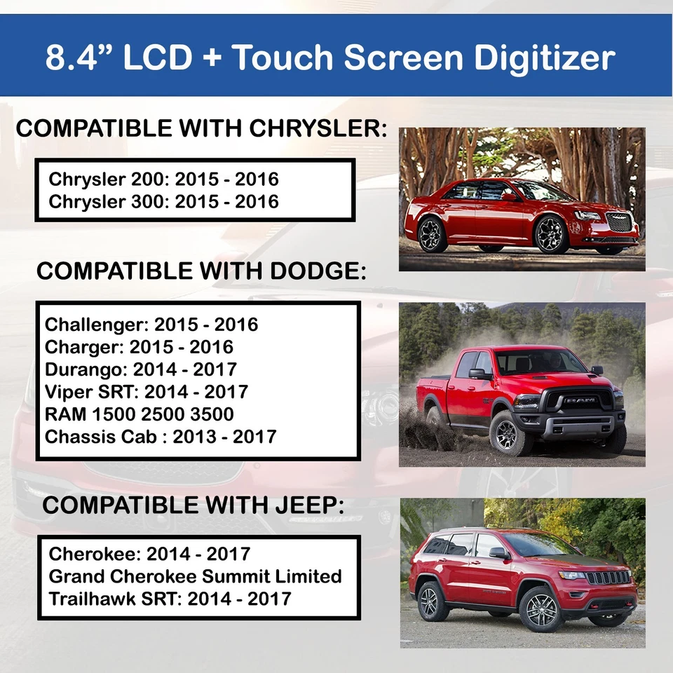 Dodge Viper SRT 2014-2017 coche 8,4" Uconnect 3 monitor LCD pantalla táctil Foto 3 de 4