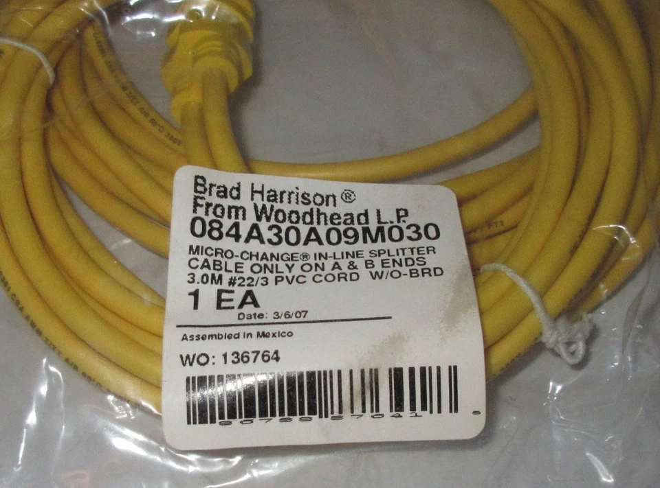 Brad Harrison WOODHEAD 084A30A09M030 MIC IN-LINE SPLITTER 3M CABLE Micro-Change - Image 2 of 4