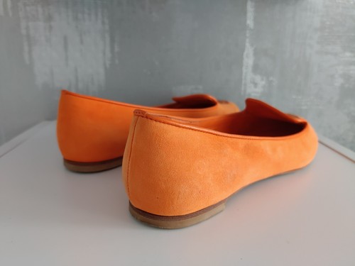 Alexander McQueen Orange Suede Ballet Flats Sequin Skulls Shoes Slippers Loafers - Picture 6 of 17